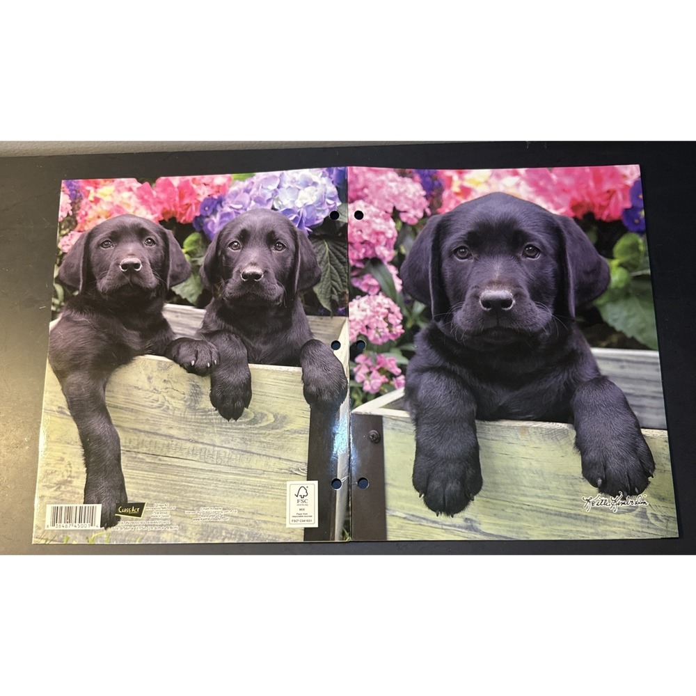 Vintage Keith Kimberlin 3-Hole Binder‎ Folder Class Act Black Lab Labrador Puppy